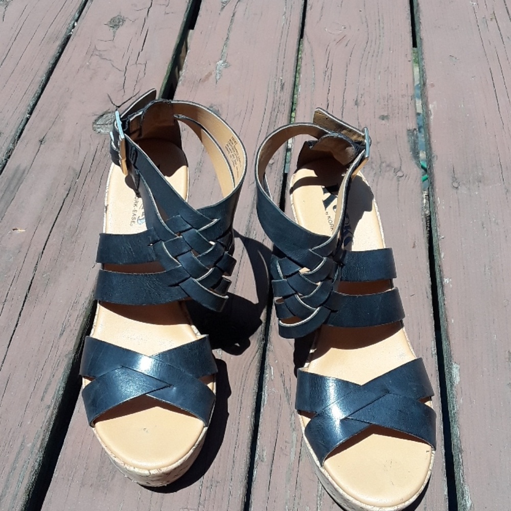 Gorgeous Black Wedge Braided Sandals